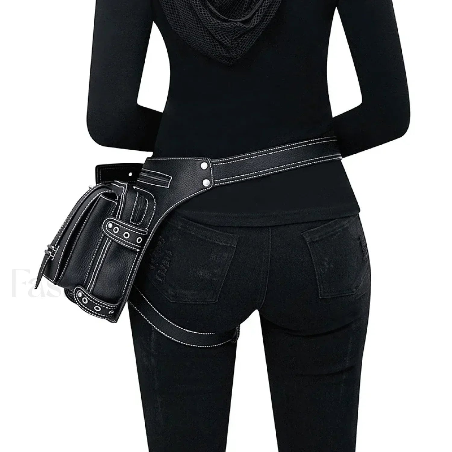 Steampunk Rock Waist Leg Hip Belt Motorcycle Fanny Packs Multi Chain Rivet Bag LDHG051