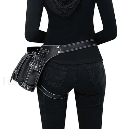 Steampunk Rock Waist Leg Hip Belt Motorcycle Fanny Packs Multi Chain Rivet Bag LDHG051