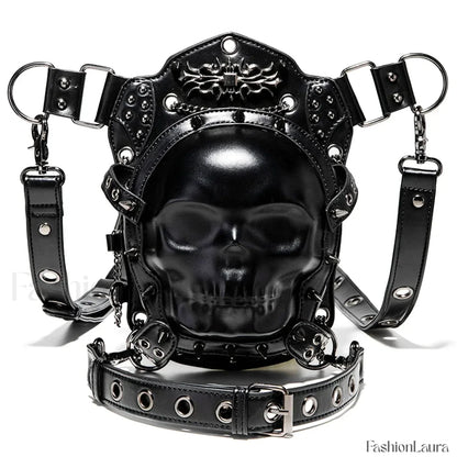 Steampunk Vintage Fanny Rivet Retro Rock Gothic Waist Thigh Leg BLACK