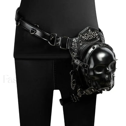 Steampunk Vintage Fanny Rivet Retro Rock Gothic Waist Thigh Leg BLACK