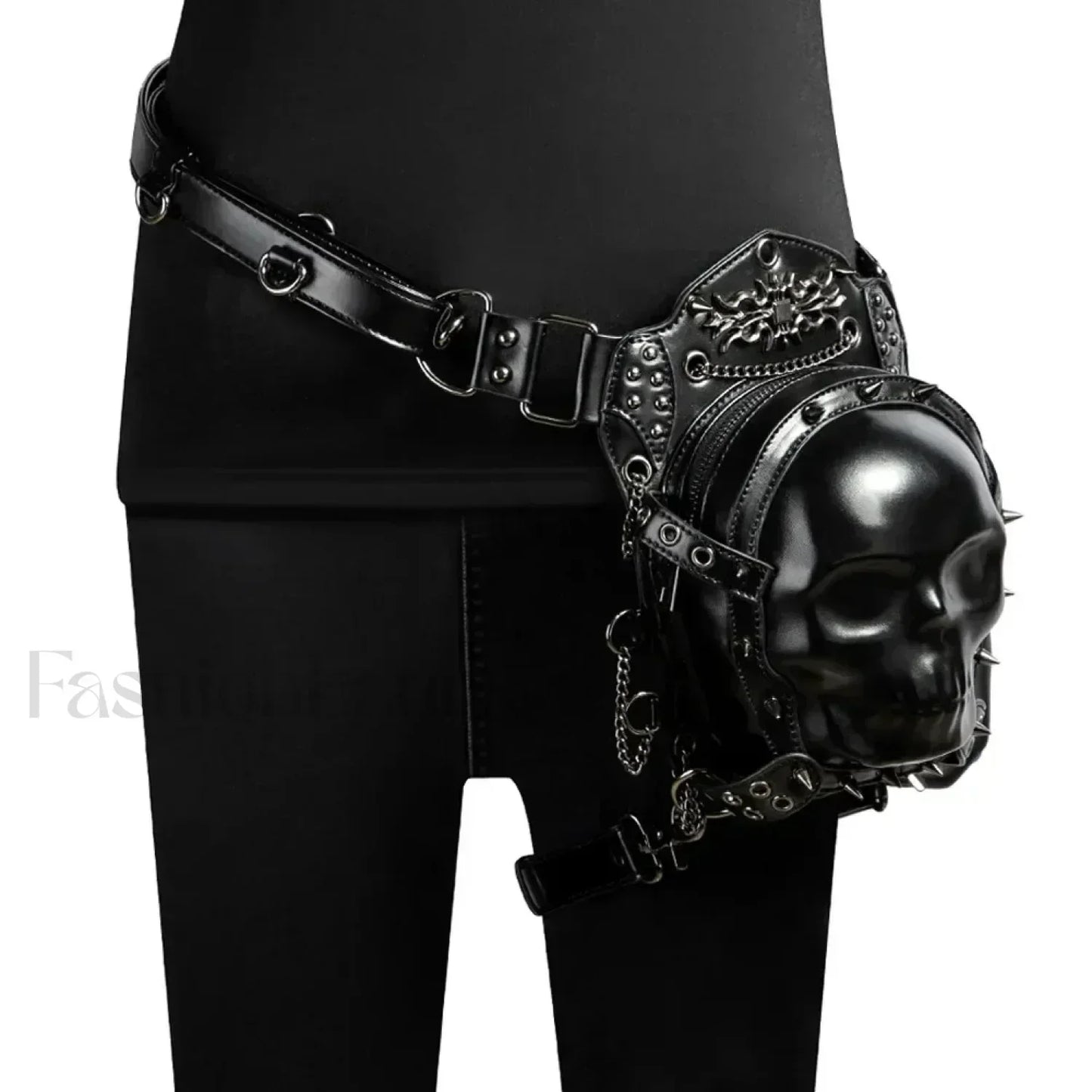 Steampunk Vintage Fanny Rivet Retro Rock Gothic Waist Thigh Leg BLACK