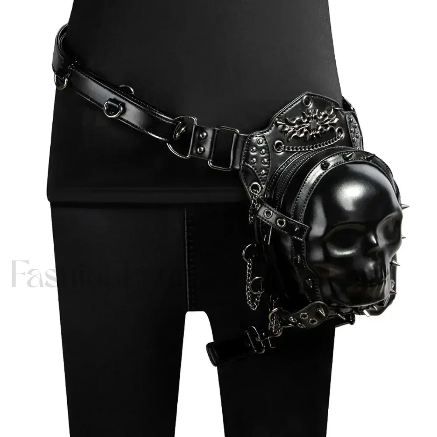 Steampunk Vintage Fanny Rivet Retro Rock Gothic Waist Thigh Leg BLACK