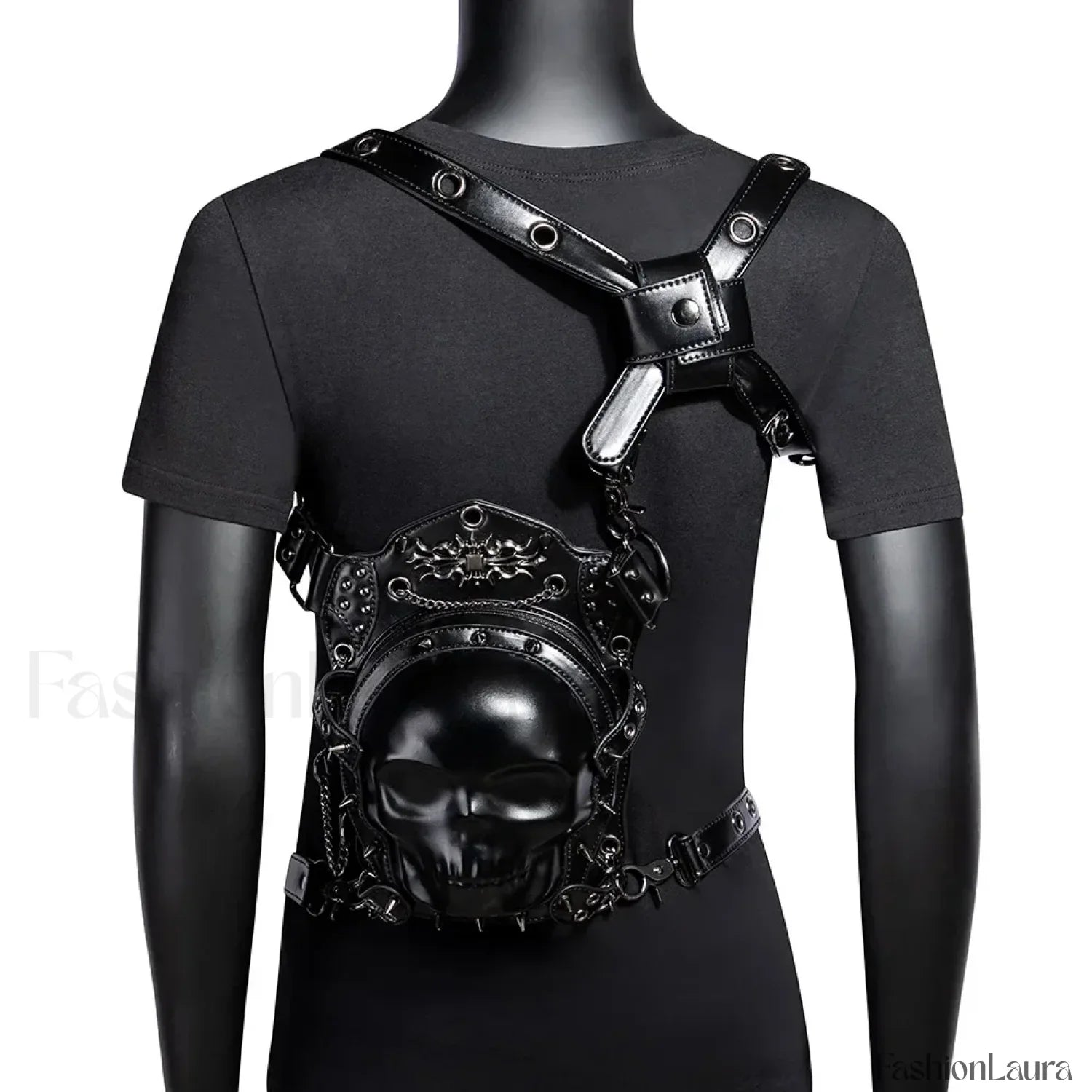 Steampunk Vintage Fanny Rivet Retro Rock Gothic Waist Thigh Leg BLACK