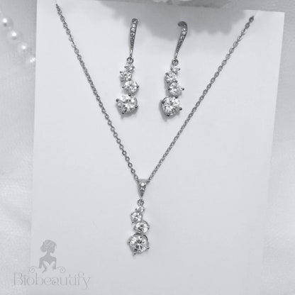 Stella Bridal Necklace And Earrings Set In Rose Gold Silver