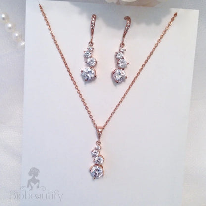 Stella Bridal Necklace And Earrings Set In Rose Gold Silver