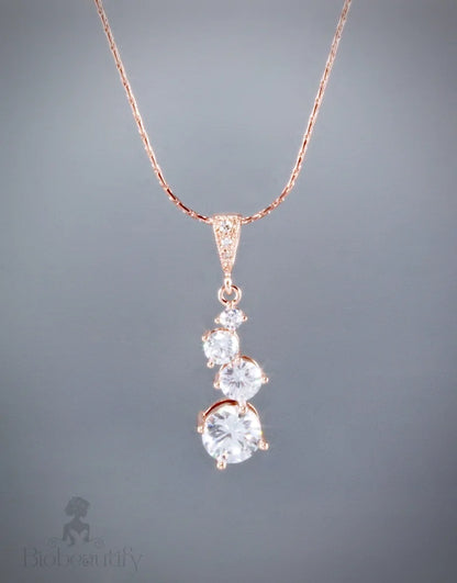 Stella Bridal Necklace And Earrings Set In Rose Gold Silver