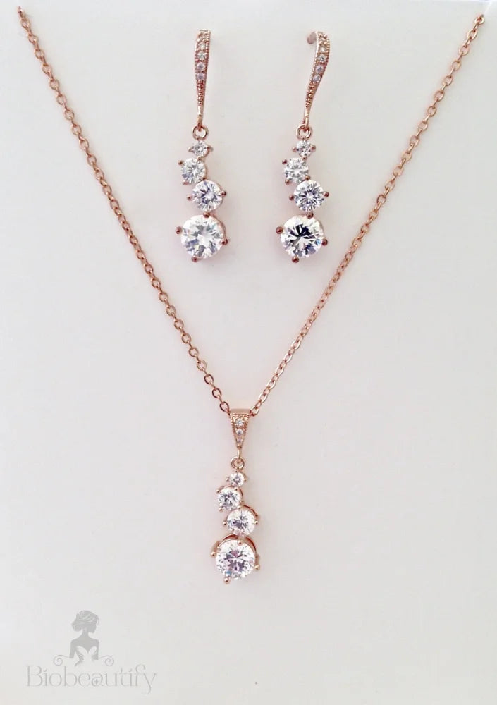 Wedding Jewelry - Bridal Necklace and Earrings Set - Available in Rose Gold and Silver