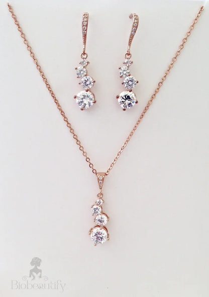 Wedding Jewelry - Bridal Necklace and Earrings Set - Available in Rose Gold and Silver