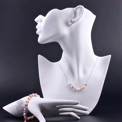 Sterling Silver And Natural Pearl 3-Piece Bridal Jewelry Set In Violet - Available More Colors