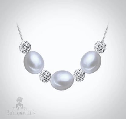 Sterling Silver And Natural Pearl 3-Piece Bridal Jewelry Set In Violet - Available More Colors