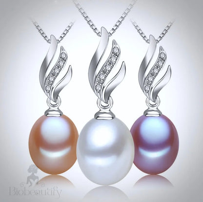 Sterling Silver Bridal Jewelry Set With Natural Pearl - Alegria Available In Multiple Colors