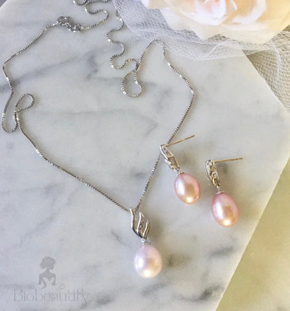 Wedding Pearl Jewelry - Sterling Silver and Natural Pearl Bridal Jewelry Set - More Colors Available