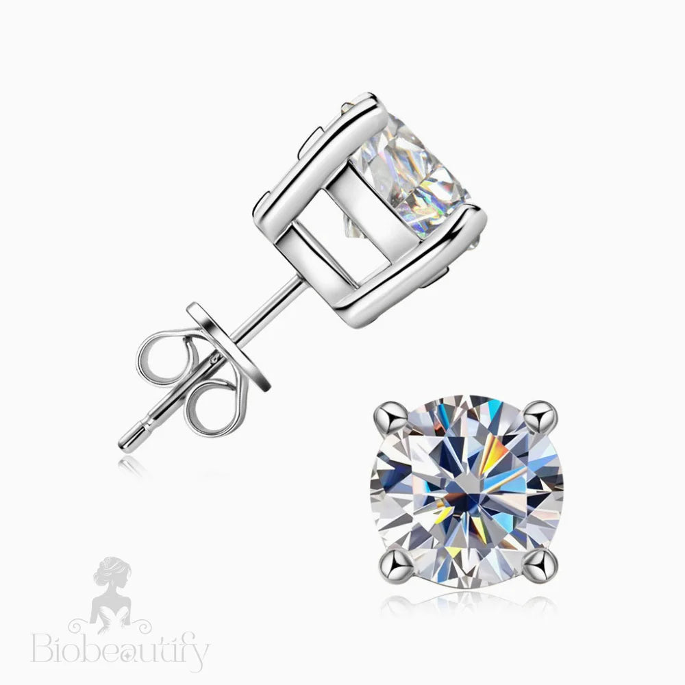 Sterling Silver Four Prong Moissanite Solitaire Stud Earrings / 0.3Ct