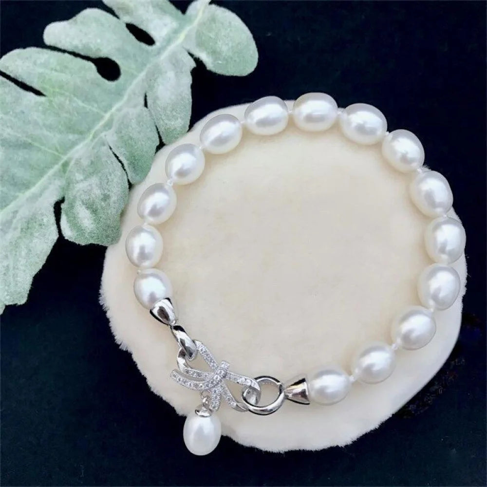 Sterling Silver Pearl And Cubic Zirconia Bridal Bracelet Rosine - Available In More Colors