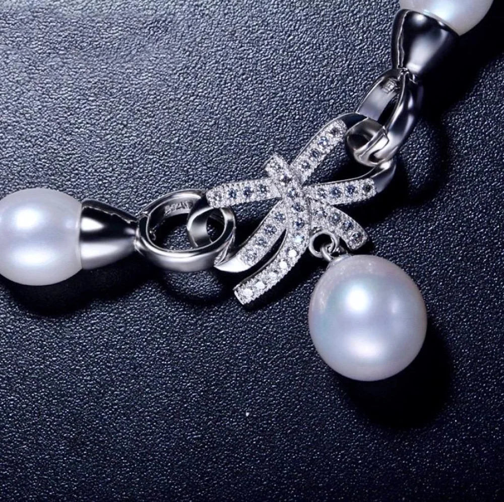 Sterling Silver Pearl And Cubic Zirconia Bridal Bracelet Rosine - Available In More Colors