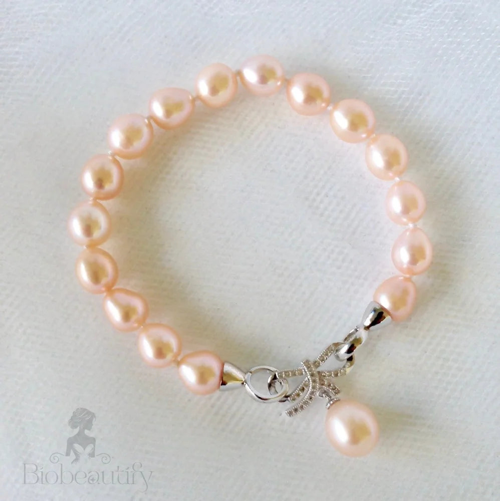 Sterling Silver Pearl And Cubic Zirconia Bridal Bracelet Rosine - Available In More Colors