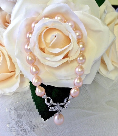 Pearl Wedding Jewelry - Sterling Silver Pearl and Cubic Zirconia Bridal Bracelet - More Colors