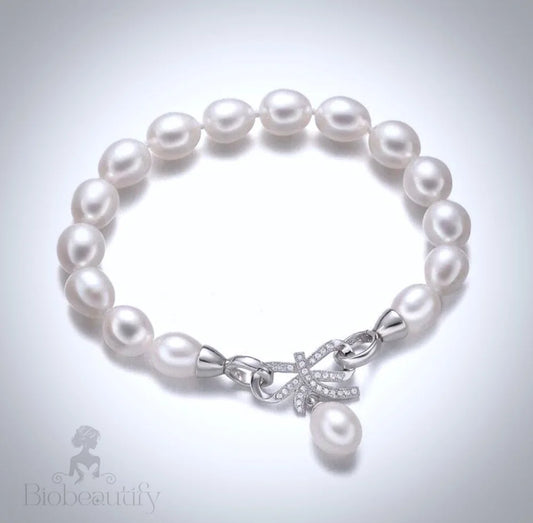 Pearl Wedding Jewelry - Sterling Silver Pearl and Cubic Zirconia Bridal Bracelet - More Colors