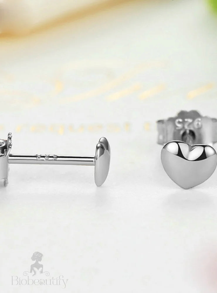 Sterling Silver Petite Heart Stud Earrings