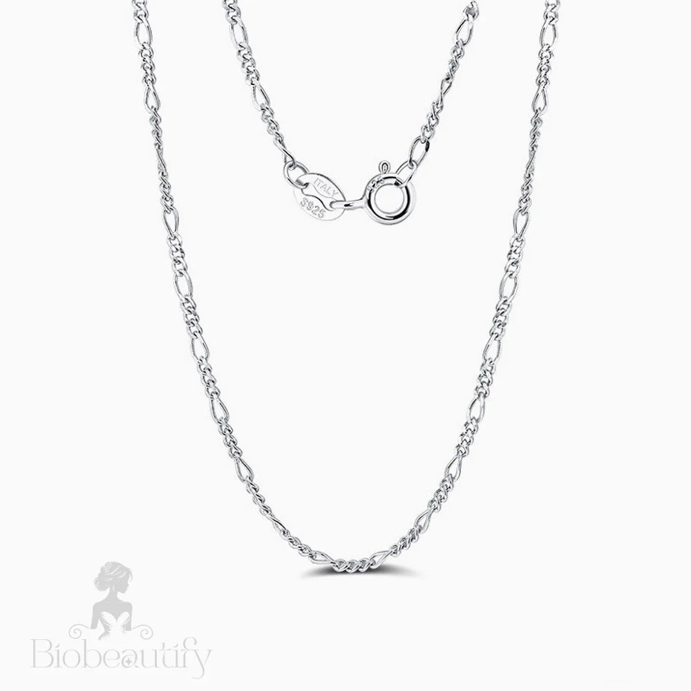 Sterling Silver Polished Figaro Chain Necklace / 16’’