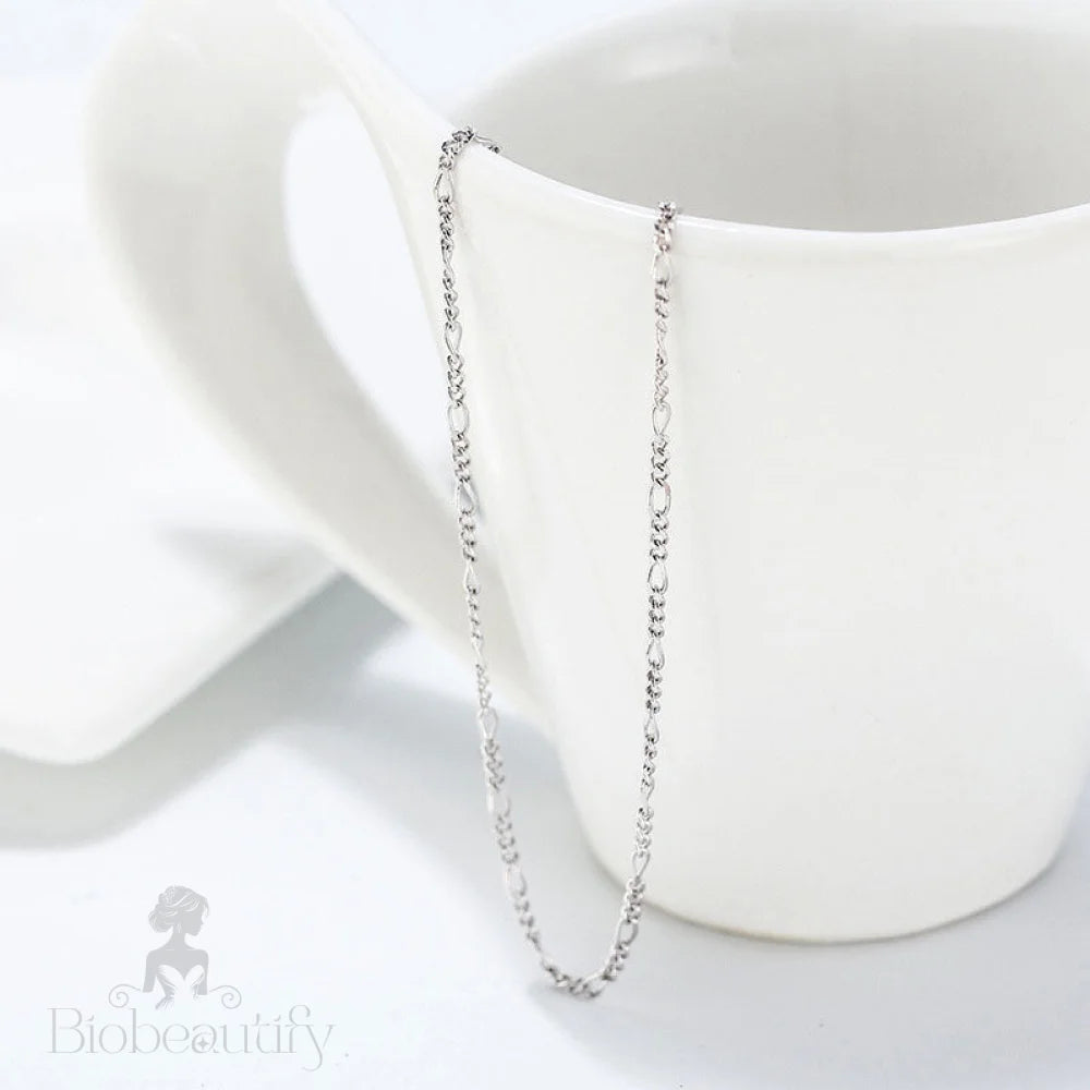 Sterling Silver Polished Figaro Chain Necklace