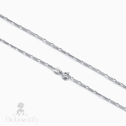 Sterling Silver Polished Figaro Chain Necklace