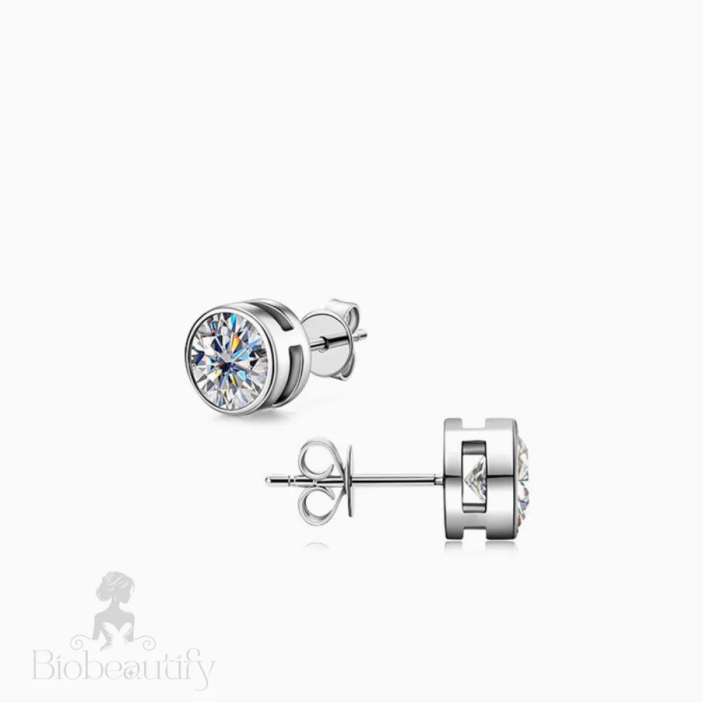 Sterling Silver Round Moissanite Solitaire Stud Earrings