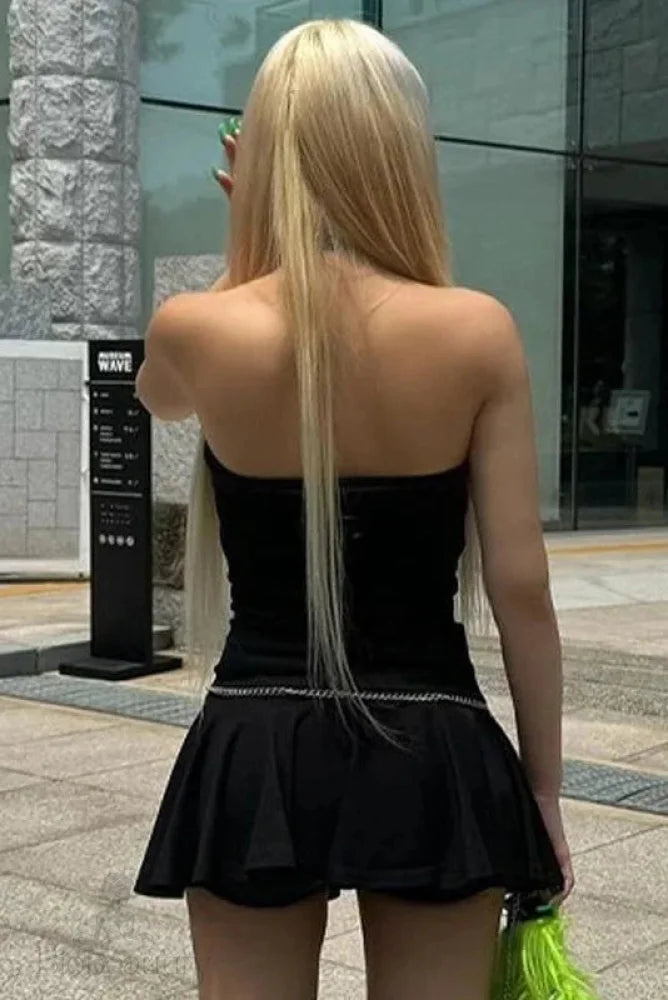 Strapless Backless High Waist Mini Dress