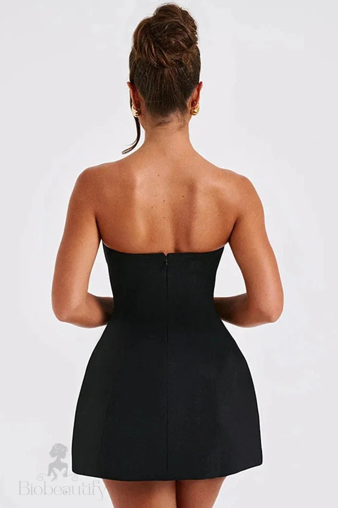 Strapless High Waist Mini Dress