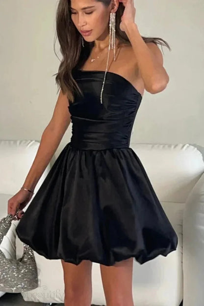 Strapless High Waist Pleated Mini Dress