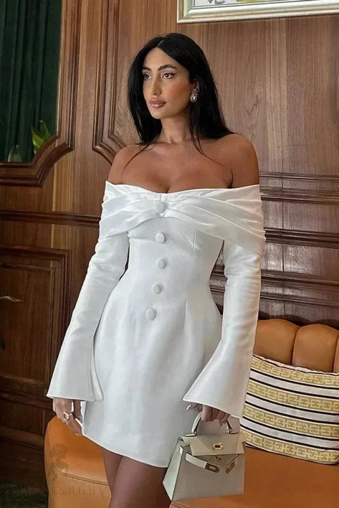 Strapless Long Sleeve A-Line Mini Dress