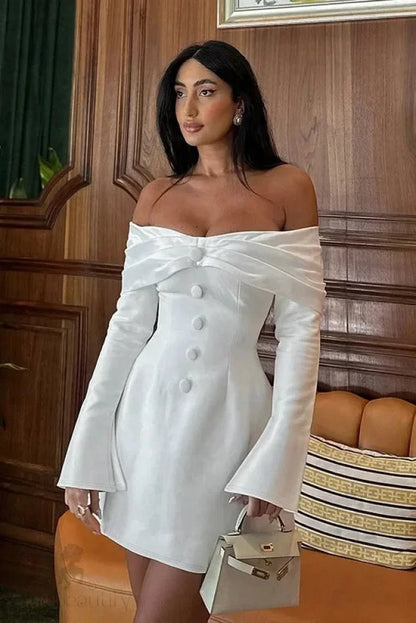 Strapless Long Sleeve A-Line Mini Dress