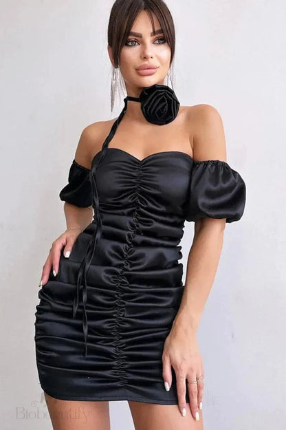 Strapless Pleated Slim Fit Mini Dress