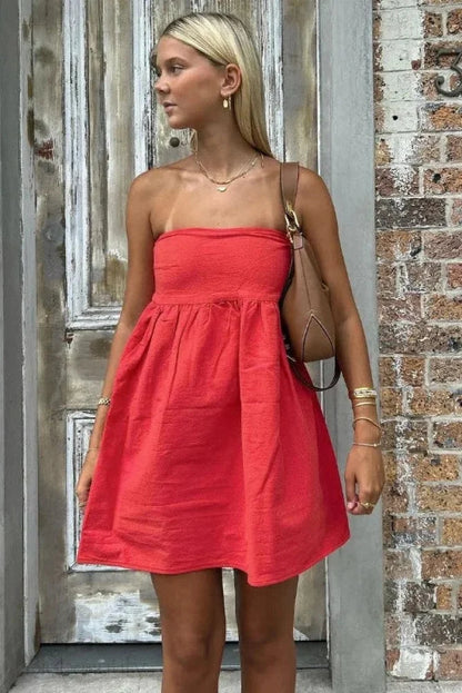 Strapless Sleeveless Loose High Waist Mini Dress