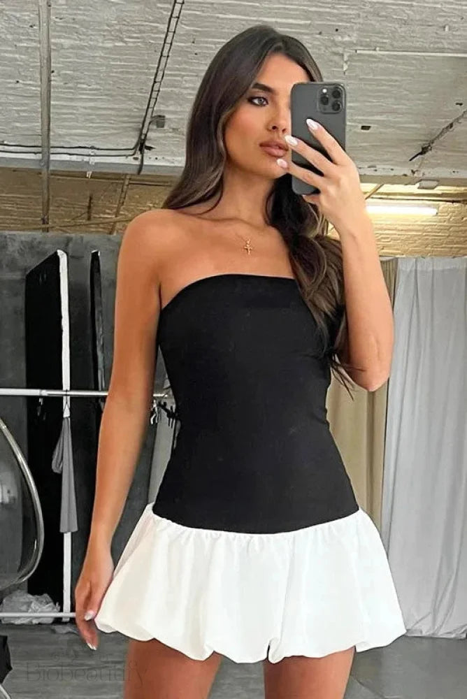 Strapless Slim Sleeveless Mini Dress