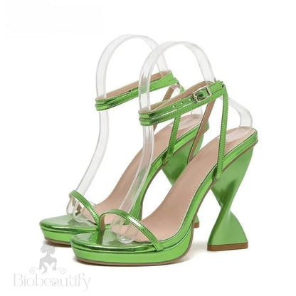 Strappy Summer Wedding Heels With Peep Toe And Ankle Buckle Strap