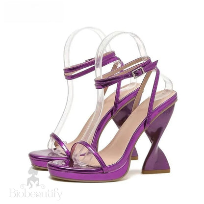 Strappy Summer Wedding Heels With Peep Toe And Ankle Buckle Strap