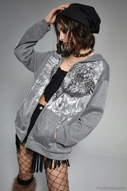 Street Style Eagle Graphic Hoodie
