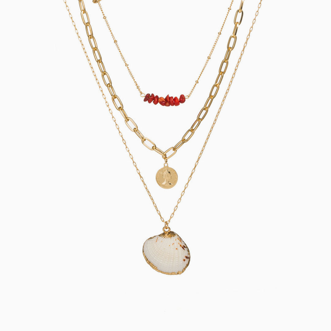 Boho Layered Chain-Link Necklace - Gold One Size /