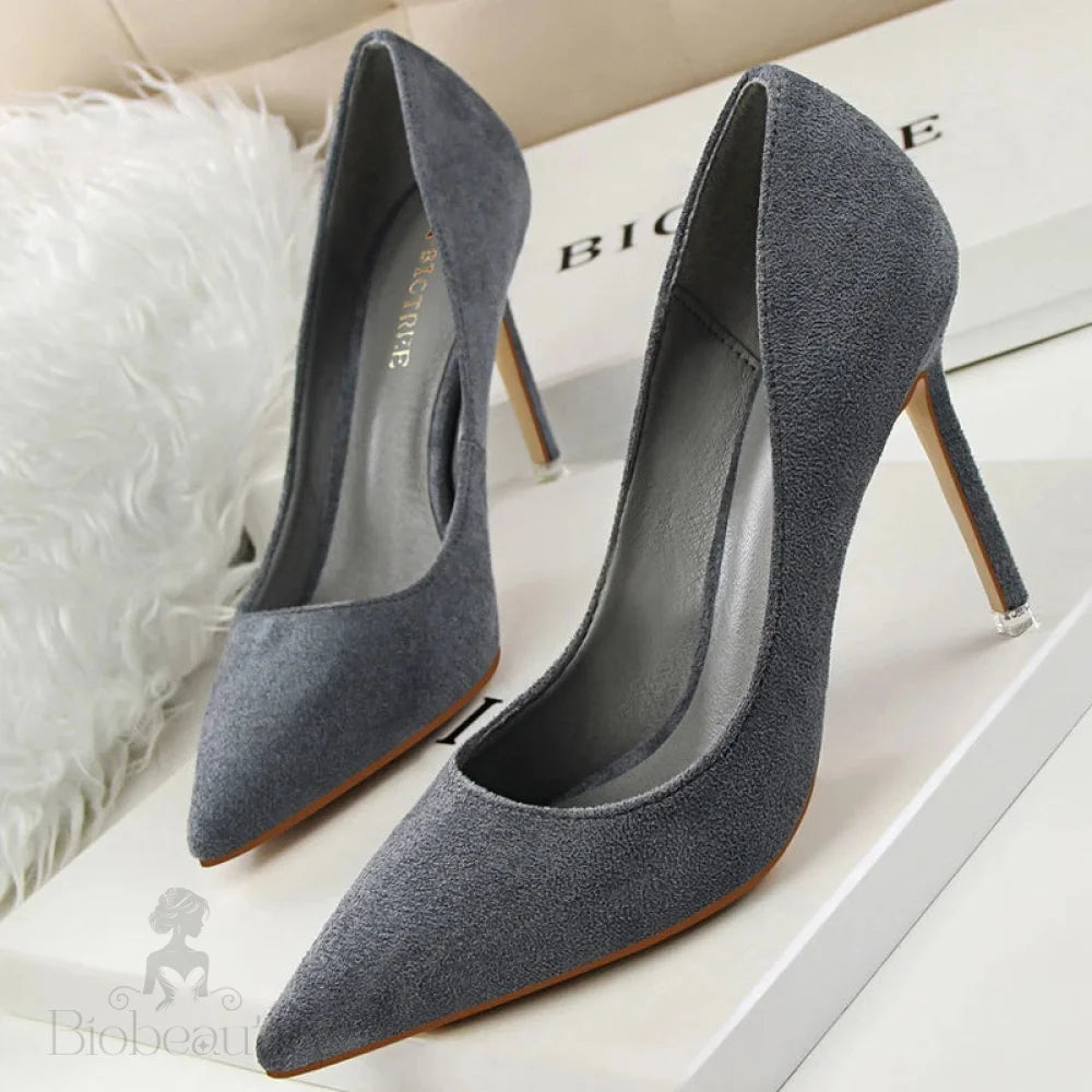 Suede High Heel Pumps - Fashionable Office And Party Shoes