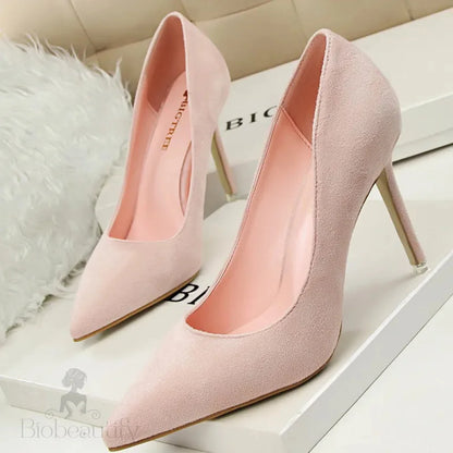 Suede High Heel Pumps - Fashionable Office And Party Shoes