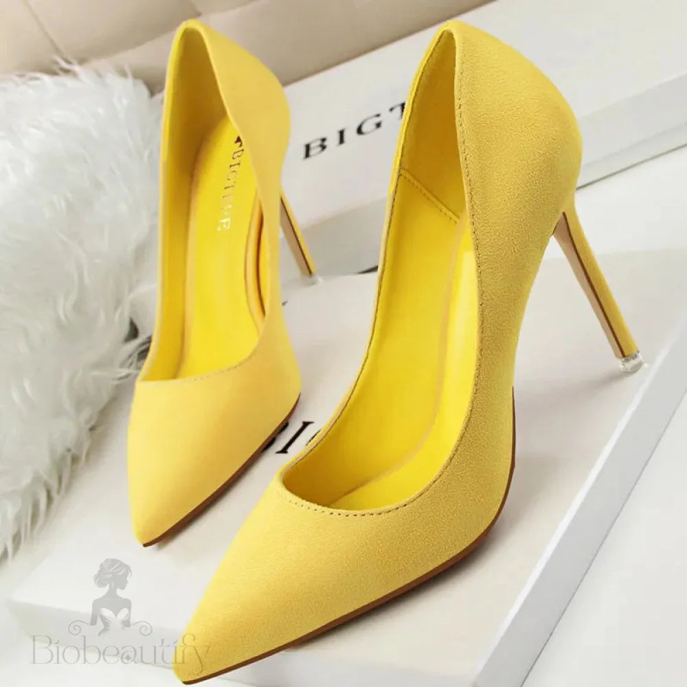 Suede High Heel Pumps - Fashionable Office And Party Shoes