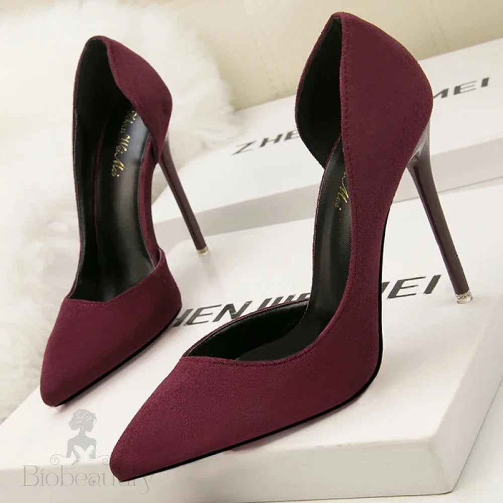 Suede Stiletto Heels For Women - Fashionable Office Shoes