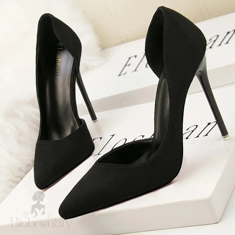 Suede Stiletto Heels For Women - Fashionable Office Shoes