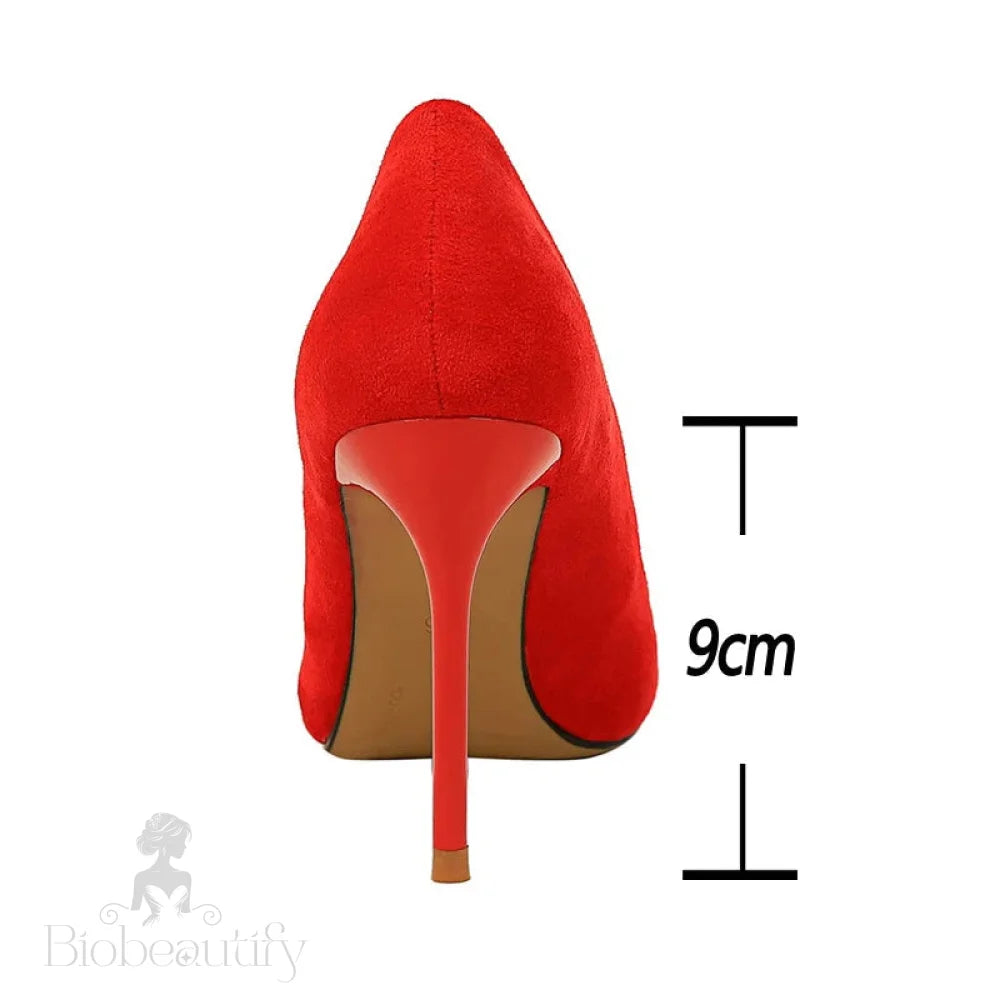 Suede Woman Pumps With 9 Cm Stiletto Heels And Pointed Toe For Parties