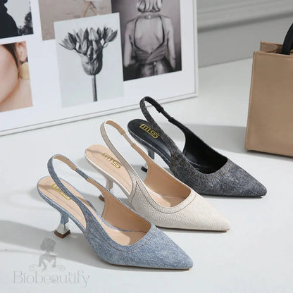 Summer Denim High Heel Sandals For Elegant Women