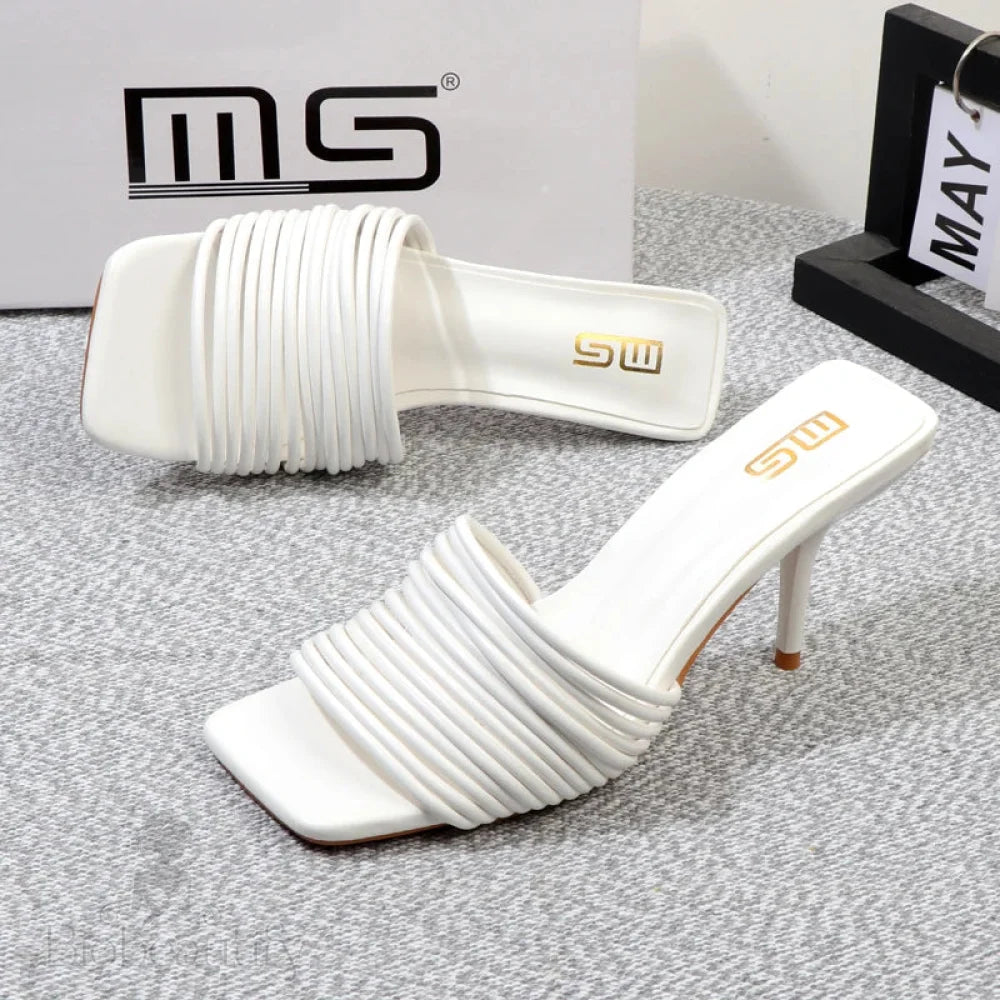 Summer High-End Square Toe Sandals With Thin Heel Large Size 9.5Cm