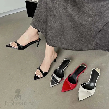 Summer Pointed Toe High Heel Women Slippers Wedding Sandals