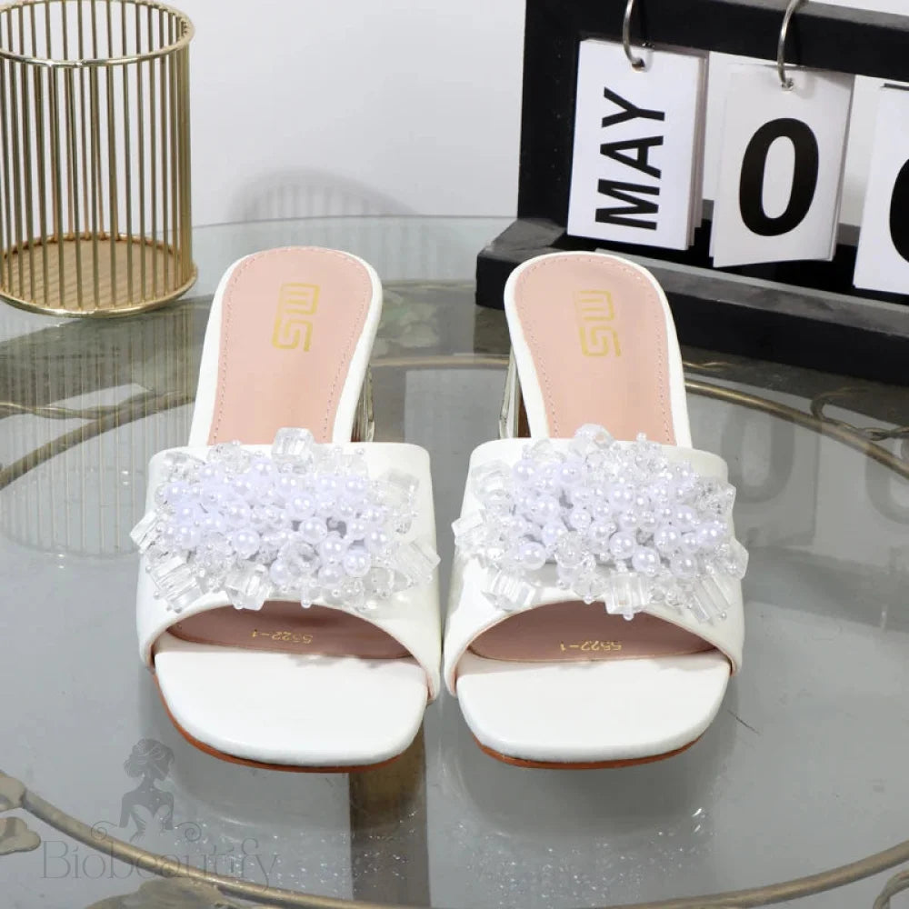 Summer Rhinestone Beads High Heel Sandals For Women