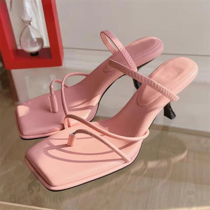 Summer Slipper Low Thin Heel Peep Toe Sandal For Women Pink / 40